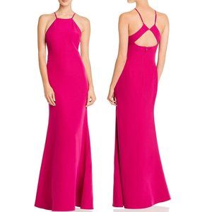 Laundry by Shelli Segal Fuchsia Halter Formal Gown